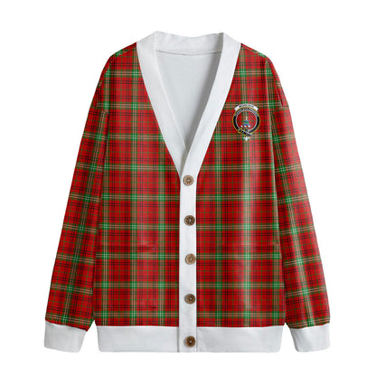 Morrison Red Modern Tartan Crest Knitted Fleece Cardigan