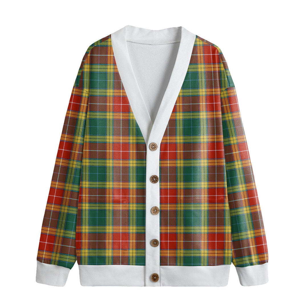 Buchanan Old Sett Tartan Plaid Knitted Fleece Cardigan