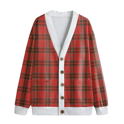 Grant Weathered Tartan Plaid Knitted Fleece Cardigan