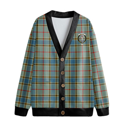 Balfour Blue Tartan Crest Knitted Fleece Cardigan