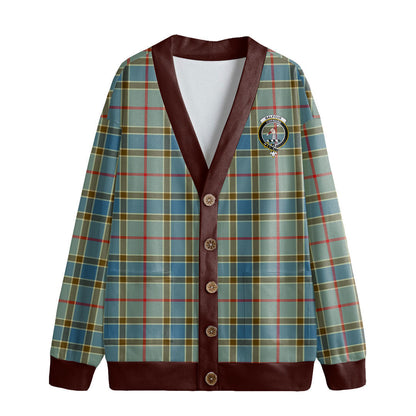 Balfour Blue Tartan Crest Knitted Fleece Cardigan