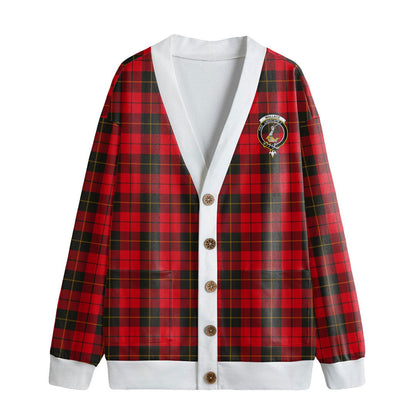 Wallace Weathered Tartan Crest Knitted Fleece Cardigan