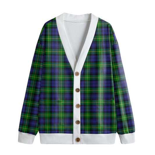 Gordon Modern Tartan Plaid Knitted Fleece Cardigan