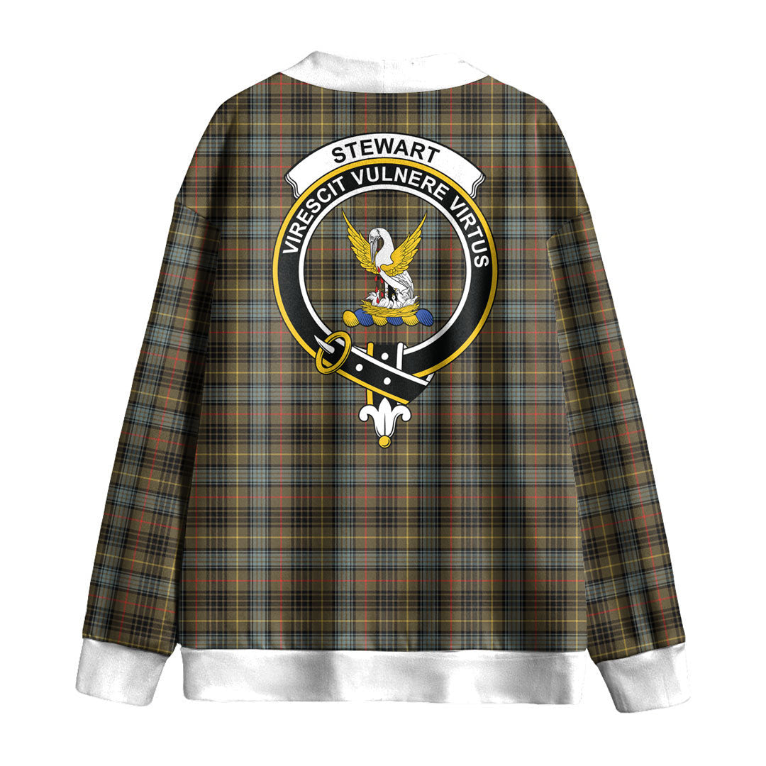 Stewart Hunting Weathered Tartan Crest Knitted Fleece Cardigan