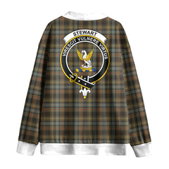 Stewart Hunting Weathered Tartan Crest Knitted Fleece Cardigan