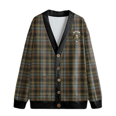 Stewart Hunting Weathered Tartan Crest Knitted Fleece Cardigan