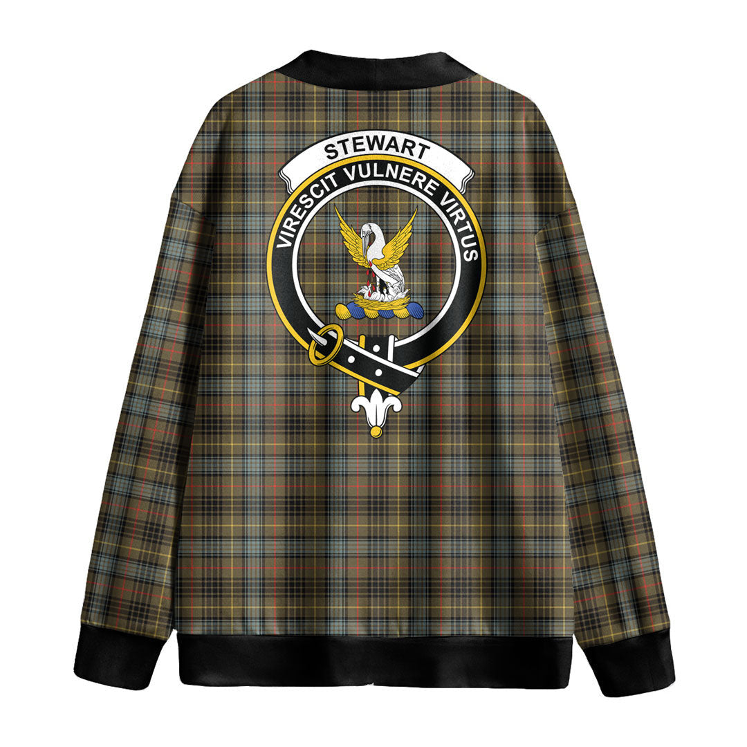 Stewart Hunting Weathered Tartan Crest Knitted Fleece Cardigan
