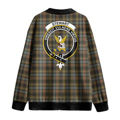 Stewart Hunting Weathered Tartan Crest Knitted Fleece Cardigan