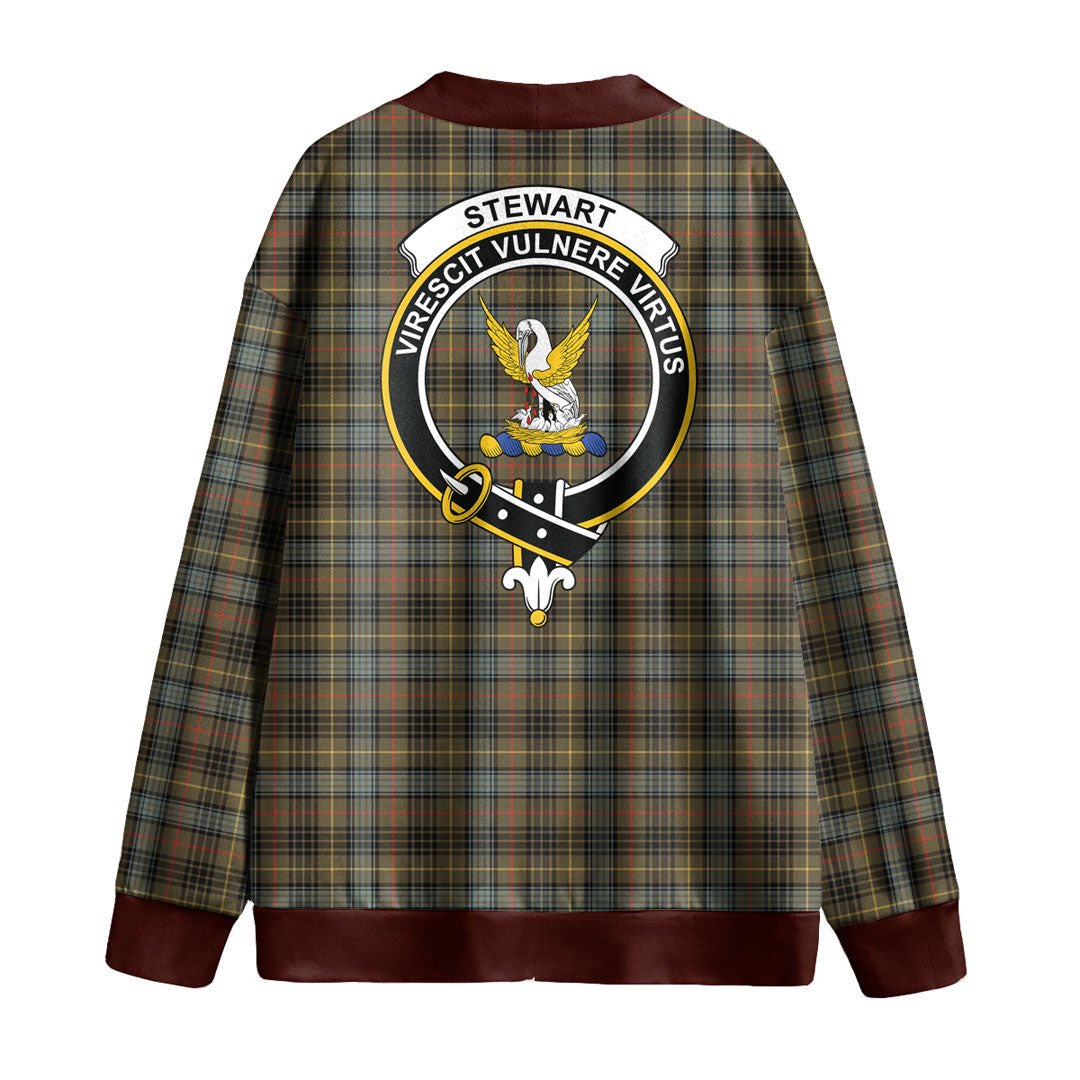 Stewart Hunting Weathered Tartan Crest Knitted Fleece Cardigan