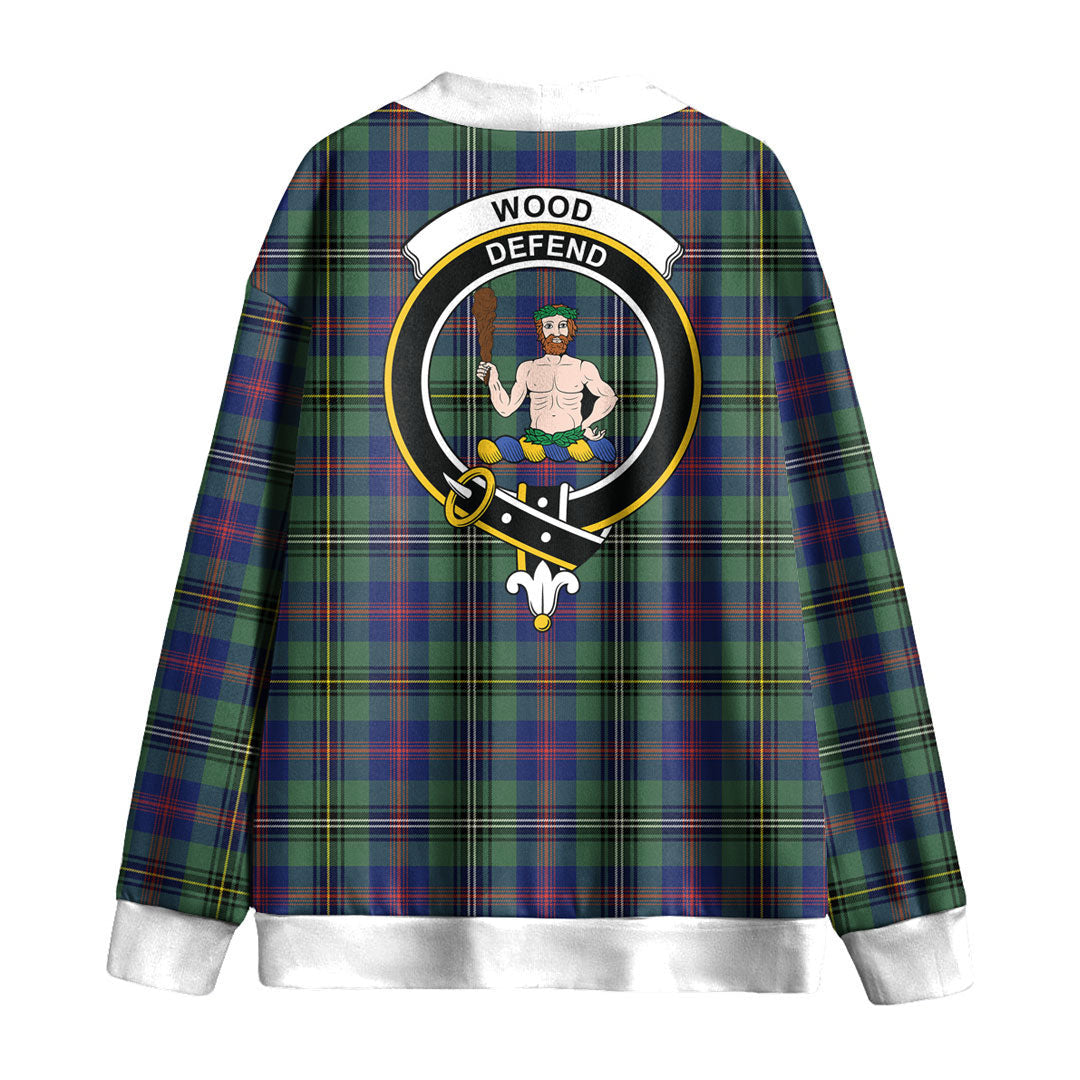 Wood Modern Tartan Crest Knitted Fleece Cardigan