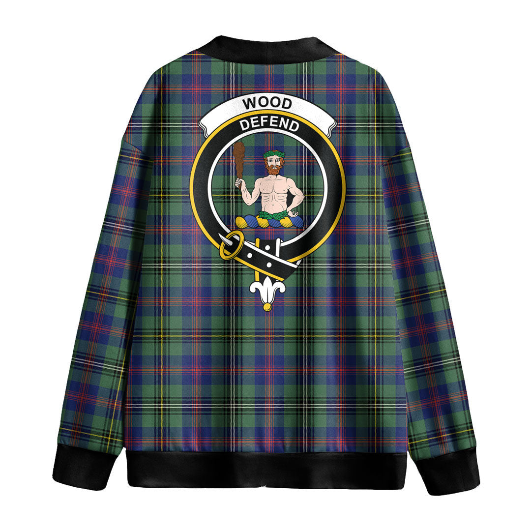 Wood Modern Tartan Crest Knitted Fleece Cardigan