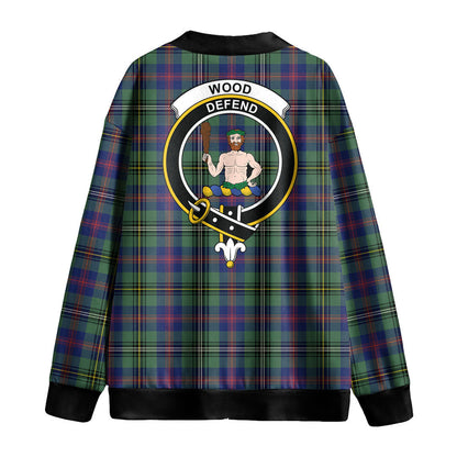 Wood Modern Tartan Crest Knitted Fleece Cardigan