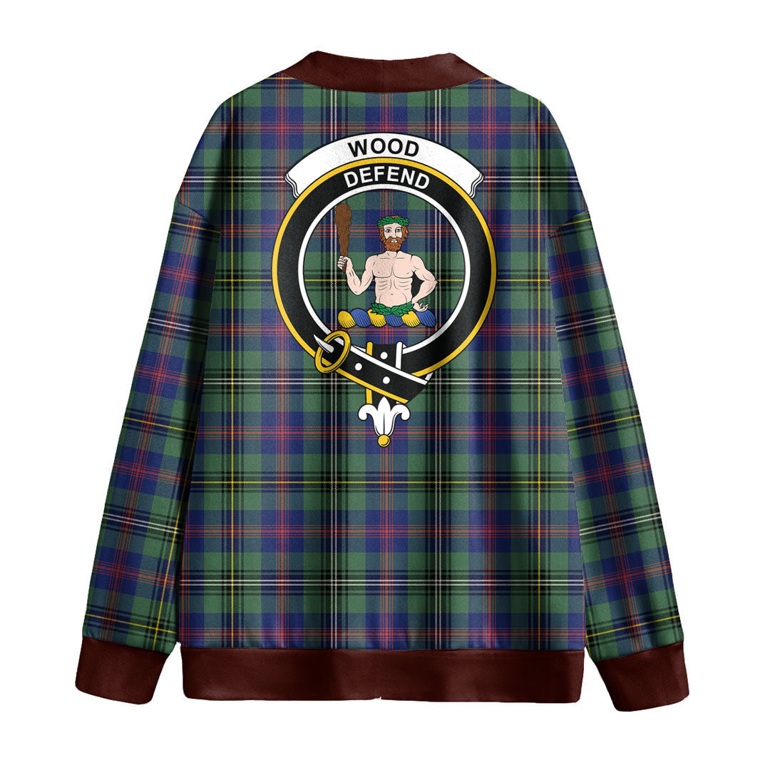 Wood Modern Tartan Crest Knitted Fleece Cardigan