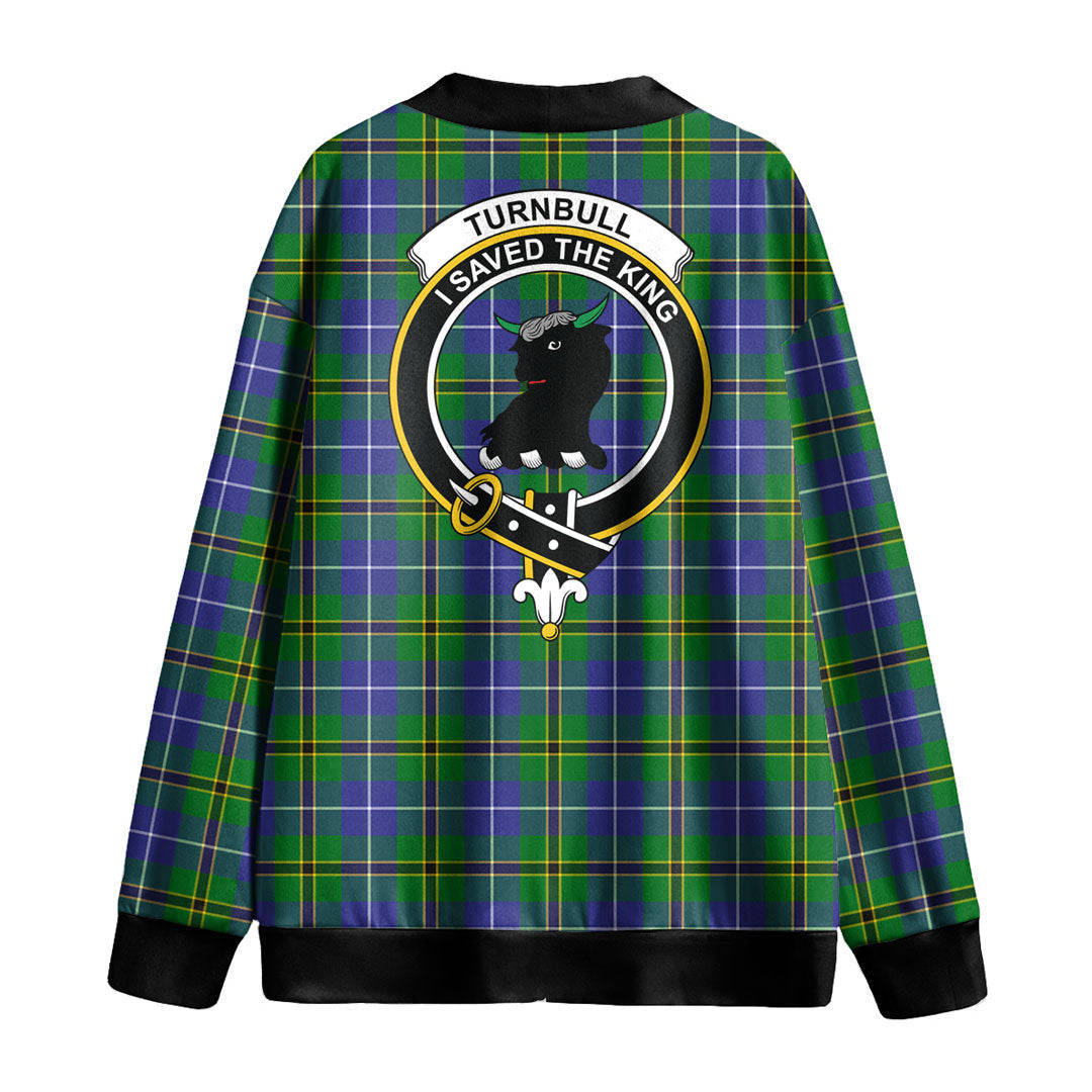 Turnbull Hunting Tartan Crest Knitted Fleece Cardigan