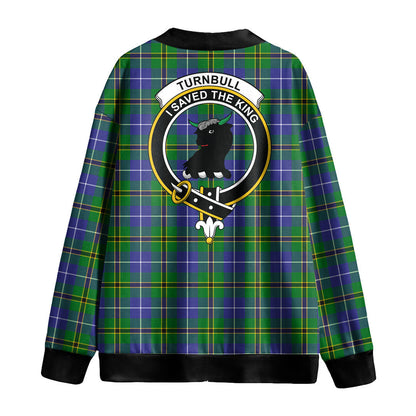 Turnbull Hunting Tartan Crest Knitted Fleece Cardigan