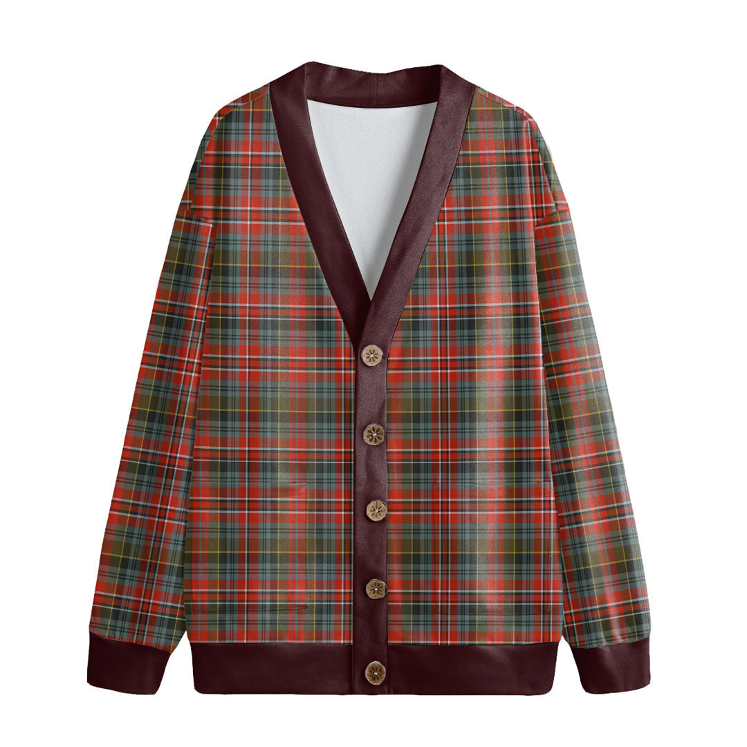 MacPherson Weathered Tartan Plaid Knitted Fleece Cardigan