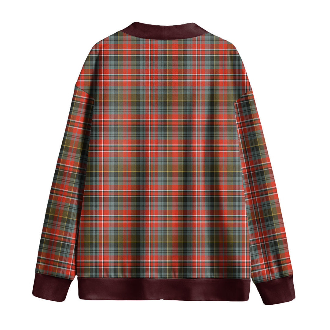 MacPherson Weathered Tartan Plaid Knitted Fleece Cardigan