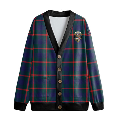 Agnew Modern Tartan Crest Knitted Fleece Cardigan