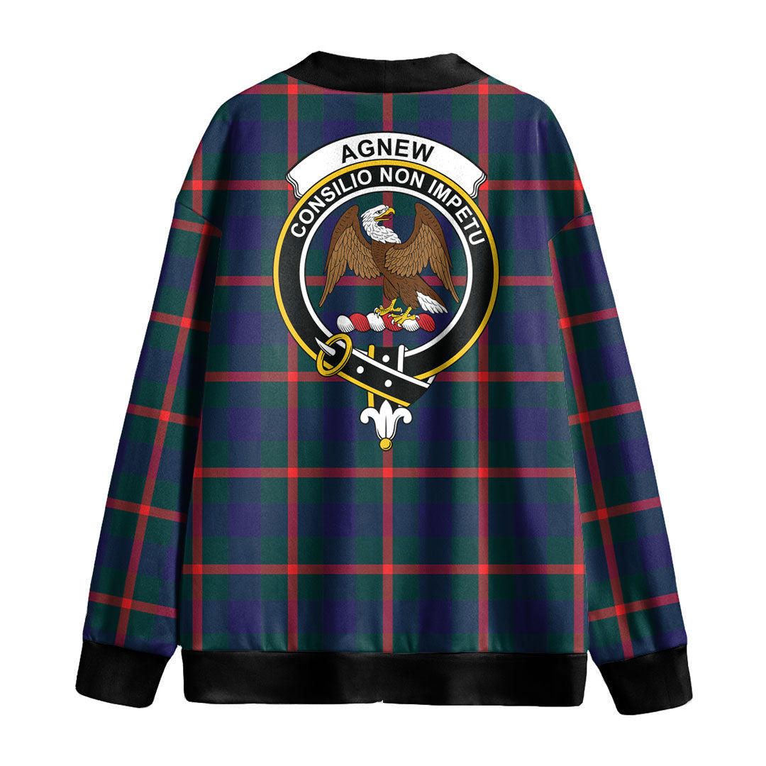 Agnew Modern Tartan Crest Knitted Fleece Cardigan