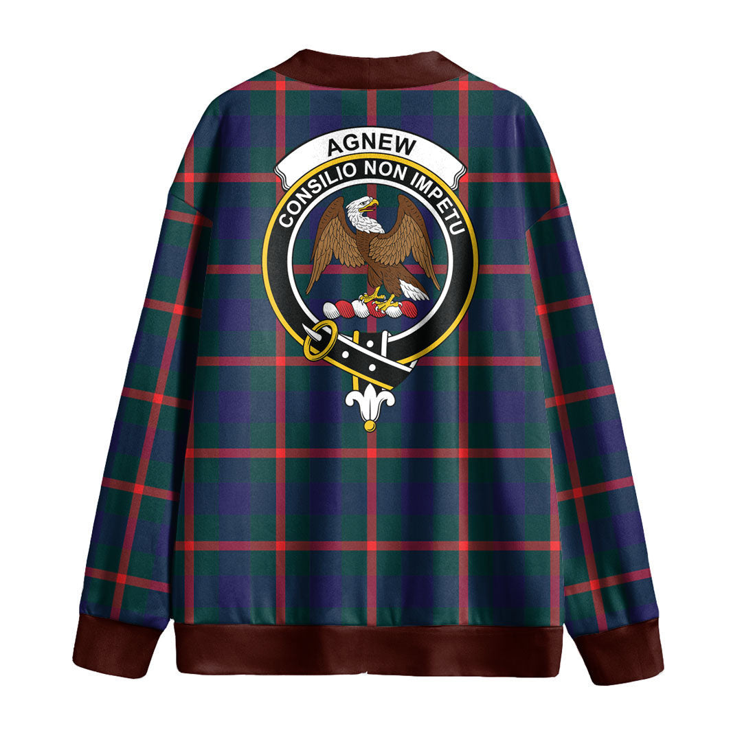 Agnew Modern Tartan Crest Knitted Fleece Cardigan