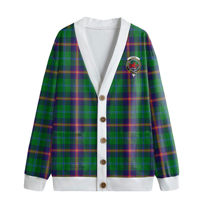 Young Modern Tartan Crest Knitted Fleece Cardigan