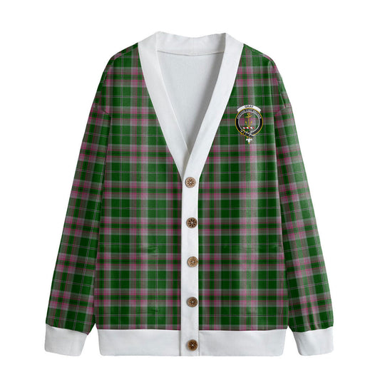 Gray Hunting Tartan Crest Knitted Fleece Cardigan