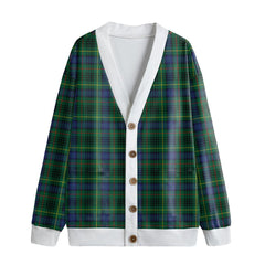 Stewart Hunting Modern Tartan Plaid Knitted Fleece Cardigan
