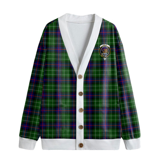 Leslie Hunting Tartan Crest Knitted Fleece Cardigan