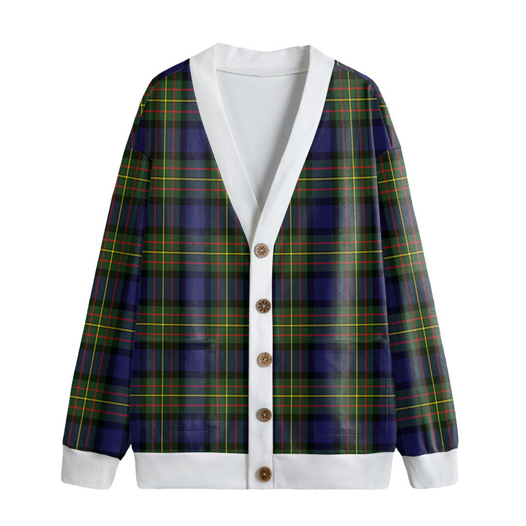 MacLaren Modern Tartan Plaid Knitted Fleece Cardigan