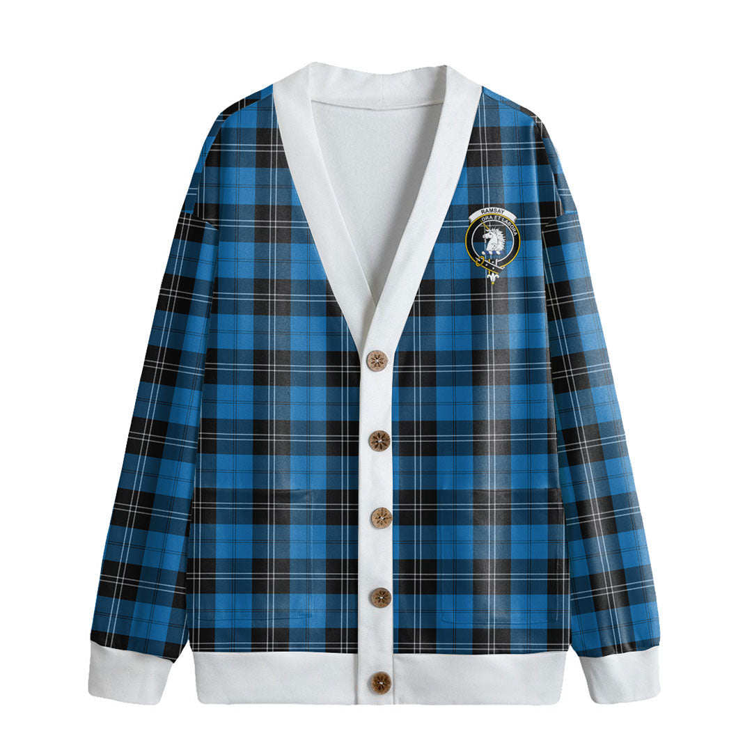 Ramsay Blue Ancient Tartan Crest Knitted Fleece Cardigan