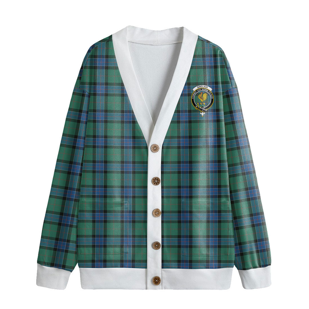 Sinclair Hunting Ancient Tartan Crest Knitted Fleece Cardigan