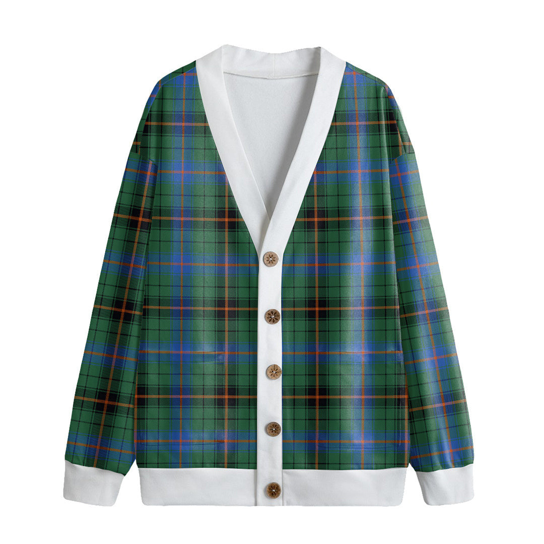 Davidson Ancient Tartan Plaid Knitted Fleece Cardigan