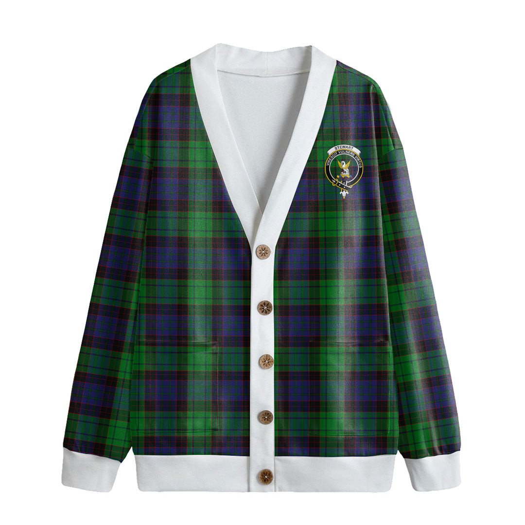 Stewart Old Modern Tartan Crest Knitted Fleece Cardigan