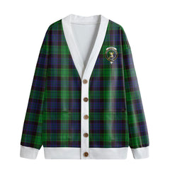Stewart Old Modern Tartan Crest Knitted Fleece Cardigan