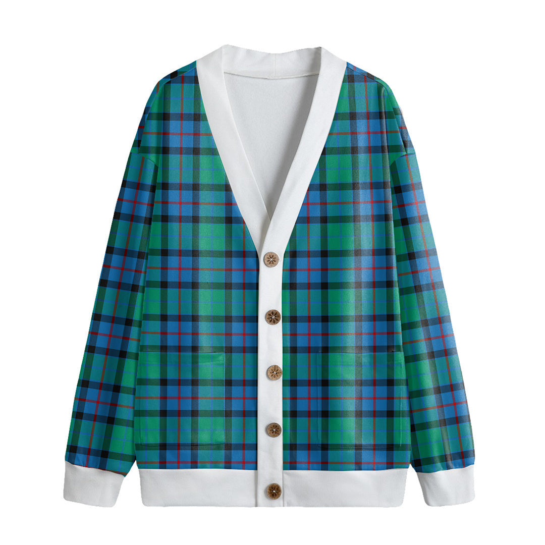 Flower Of Scotland Tartan Plaid Knitted Fleece Cardigan