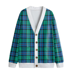 Flower Of Scotland Tartan Plaid Knitted Fleece Cardigan