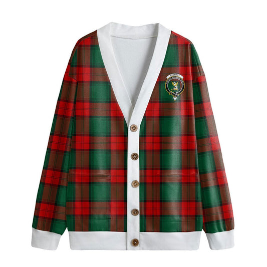 Stewart Atholl Modern Tartan Crest Knitted Fleece Cardigan
