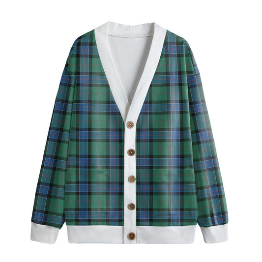 Sinclair Hunting Ancient Tartan Plaid Knitted Fleece Cardigan