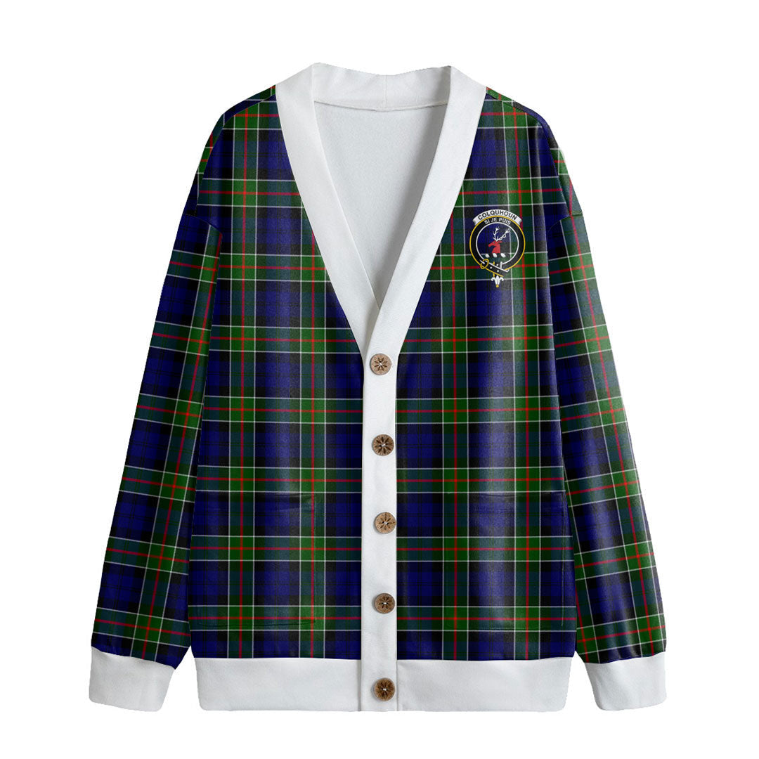 Colquhoun Modern Tartan Crest Knitted Fleece Cardigan