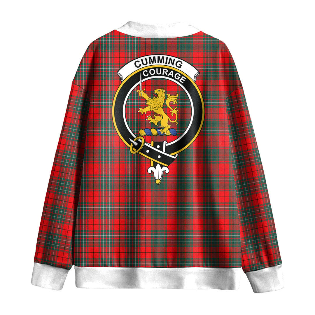 Cumming Modern Tartan Crest Knitted Fleece Cardigan