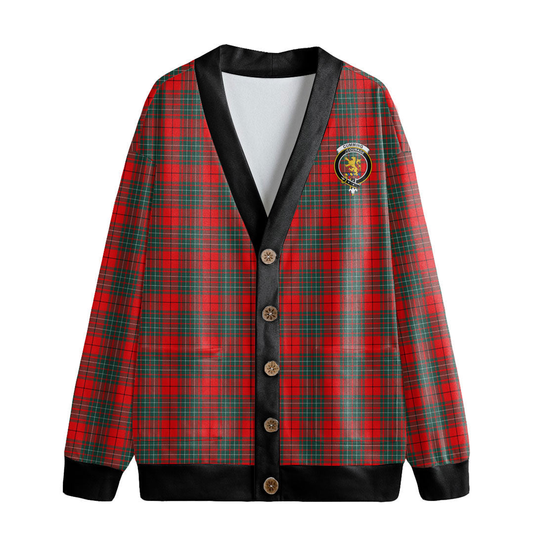 Cumming Modern Tartan Crest Knitted Fleece Cardigan