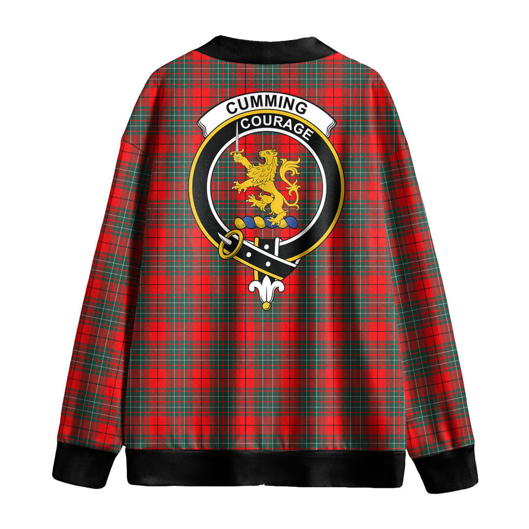 Cumming Modern Tartan Crest Knitted Fleece Cardigan