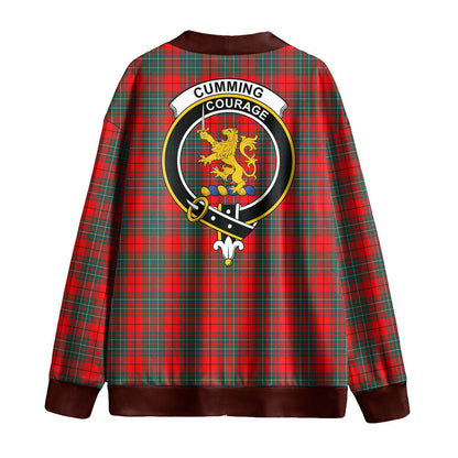 Cumming Modern Tartan Crest Knitted Fleece Cardigan