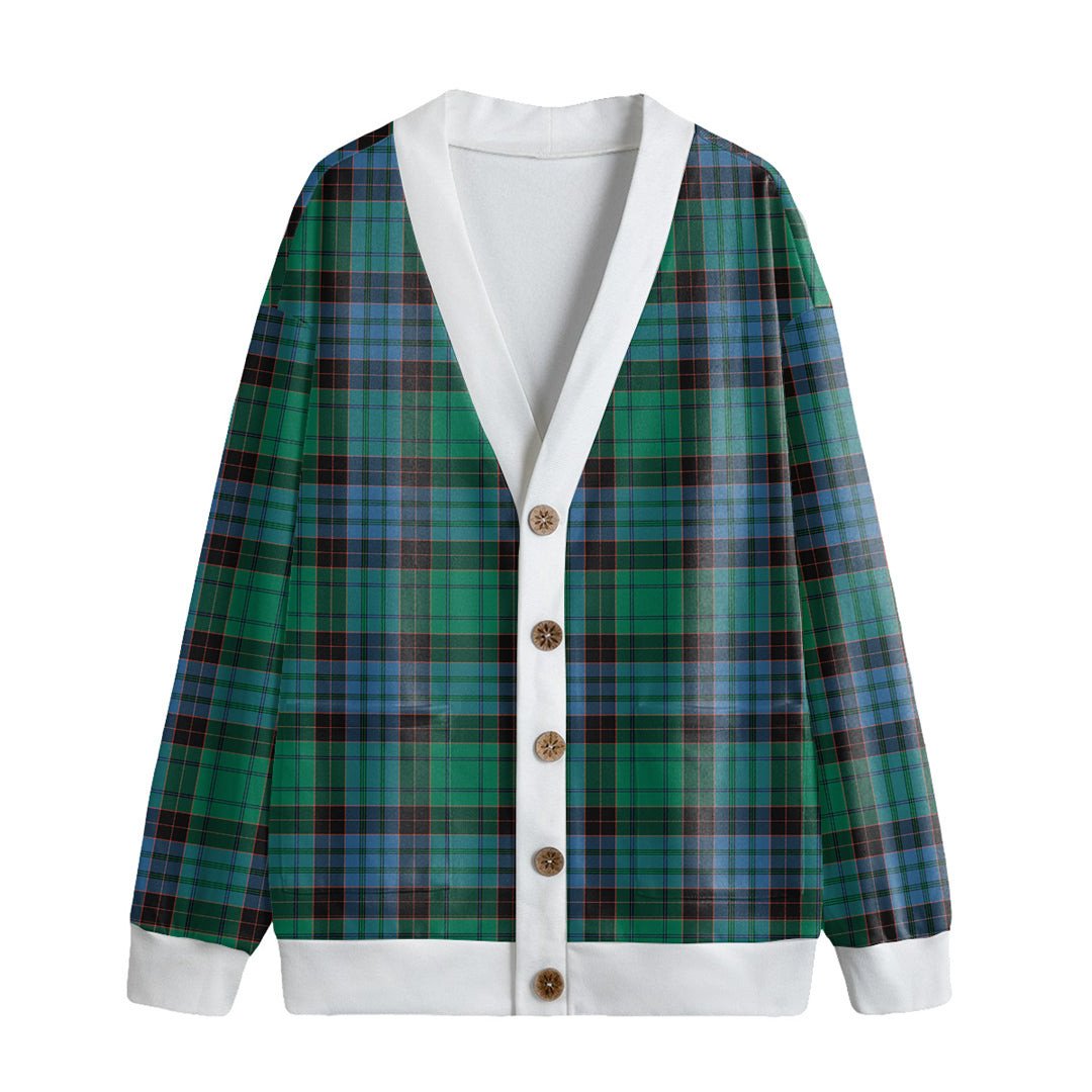 Stewart Old Ancient Tartan Plaid Knitted Fleece Cardigan