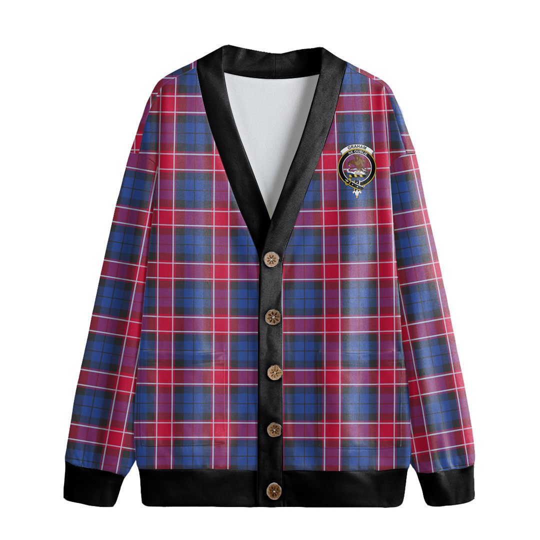 Graham of Menteith Red Tartan Crest Knitted Fleece Cardigan