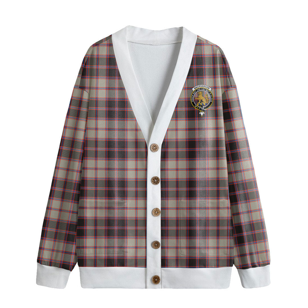 MacPherson Hunting Ancient Tartan Crest Knitted Fleece Cardigan