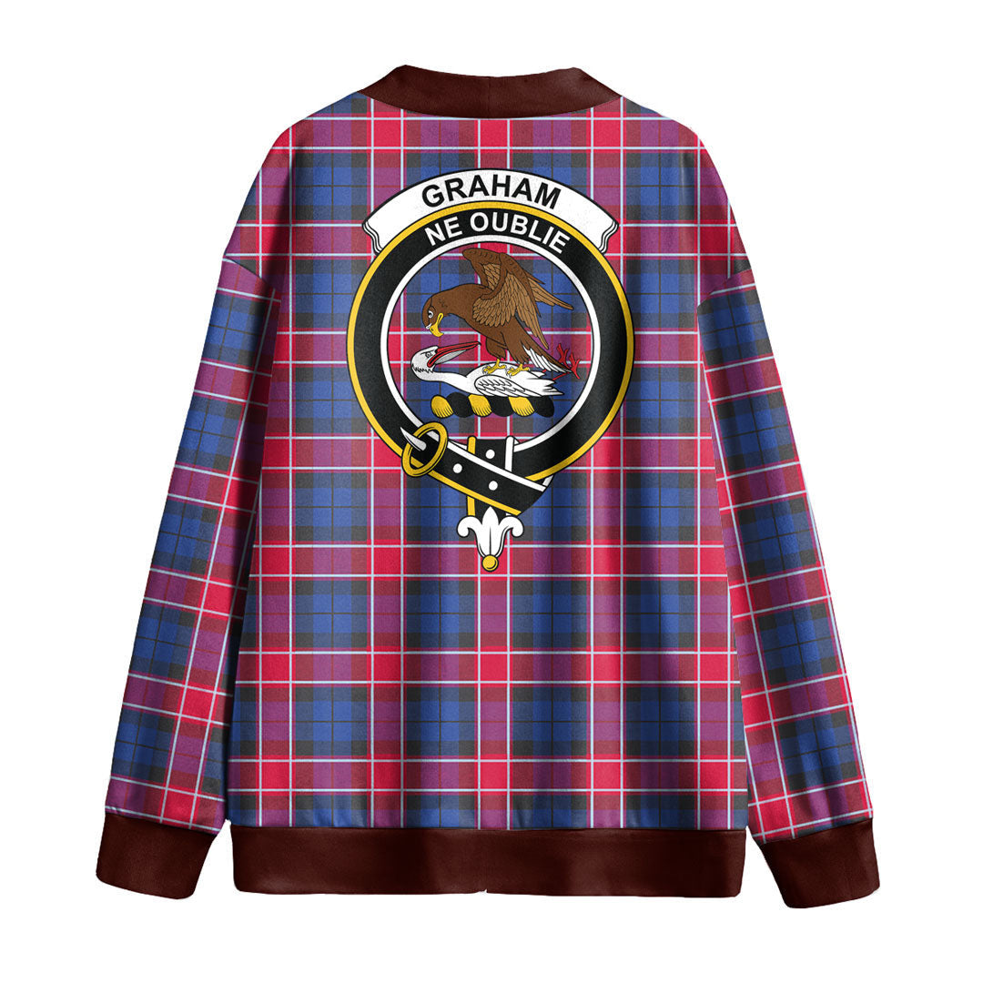 Graham of Menteith Red Tartan Crest Knitted Fleece Cardigan