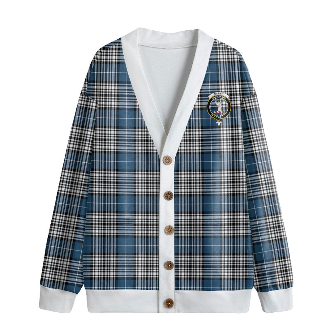 Napier Modern Tartan Crest Knitted Fleece Cardigan