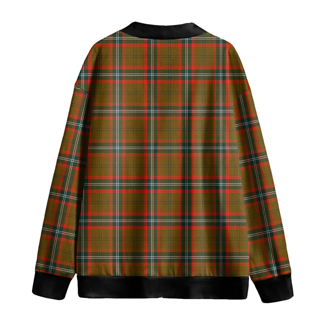 Seton Hunting Modern Tartan Plaid Knitted Fleece Cardigan