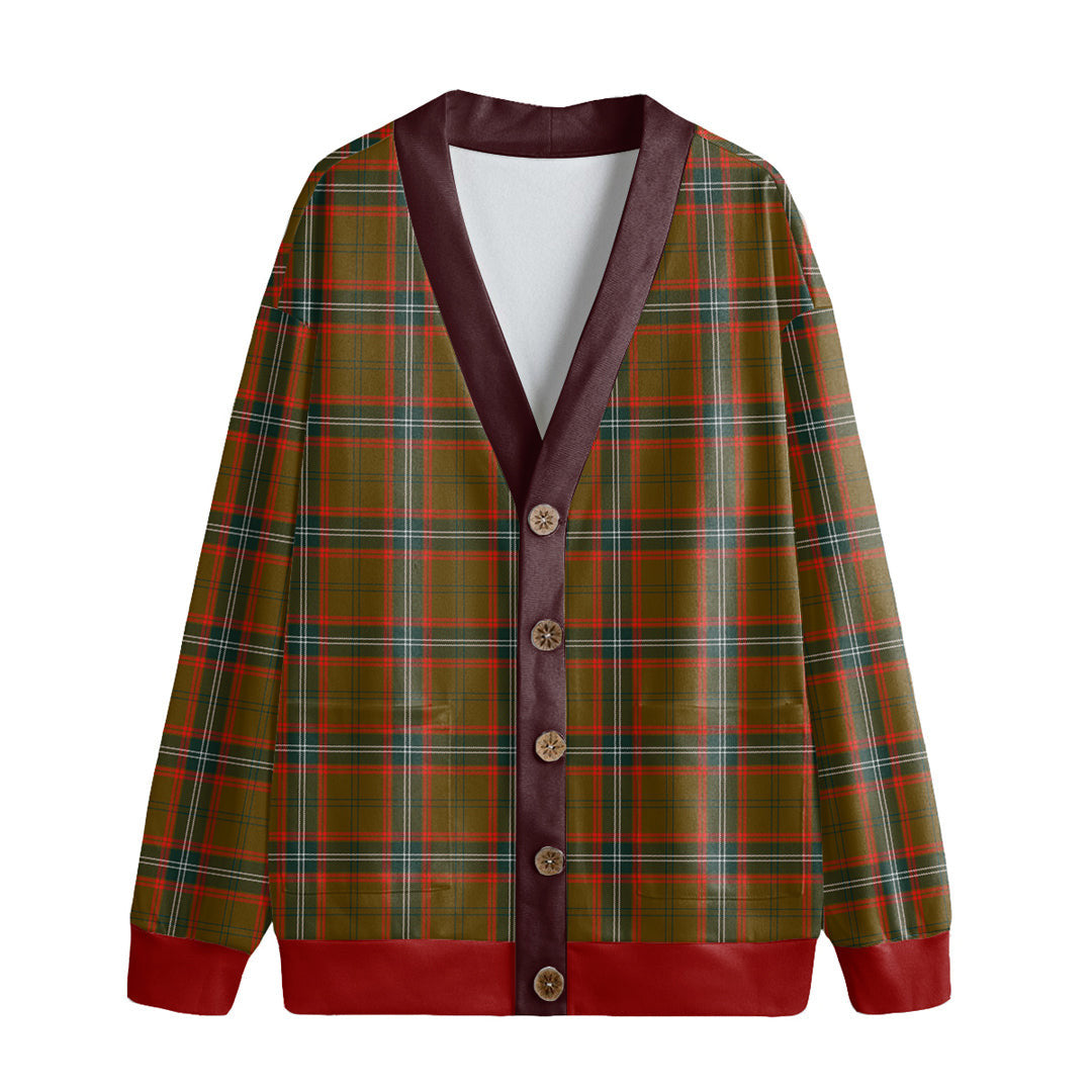 Seton Hunting Modern Tartan Plaid Knitted Fleece Cardigan